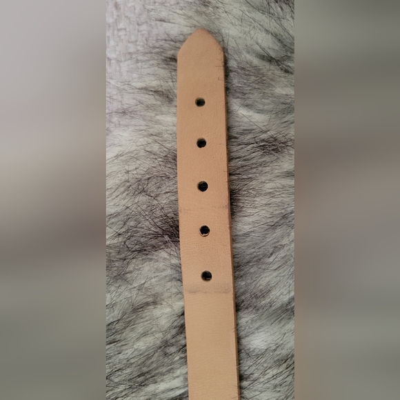 Dog collar, brown leather, breast cancer logo, 18" total length - Picture 10 of 10